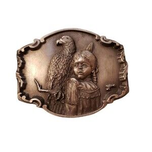 Artaffects Pewter Belt Buckle Brave and Free Gregory Perillo Girl Eagle 1989